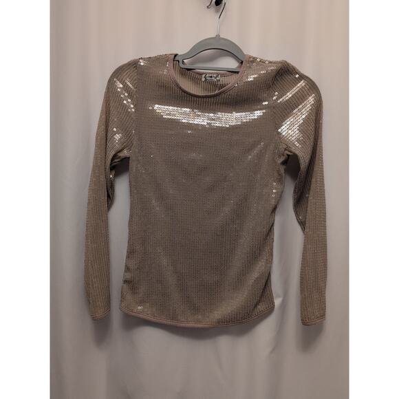 Free People NWT Small light tan sequin top msrp $29.95 - Picture 3 of 10